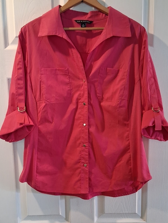 Zac & Rachel Tops - Zac & Rachel Bright Pink Button-Down Roll Sleeve Shirt